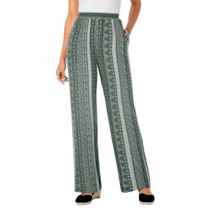 Женщина в женских высоких мягких брюках с эластичной резинкой на талии больших размеров Woman Within, цвет Pine Batik Stripe