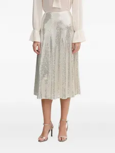 Миди-юбка с отделкой пайетками Oui, серебряный