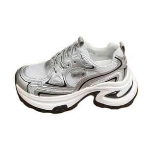 JimiXiong Серебряные женские кроссовки Low top Chunky, цвет Silver