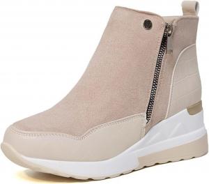 Женские кроссовки на танкетке ZBYY, скрытый каблук, повседневные кроссовки на платформе, обувь для прогулок, Beige