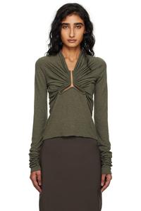 Rick Owens Футболка цвета хаки с надписью "Concordians" и надписью "Allanah LS"