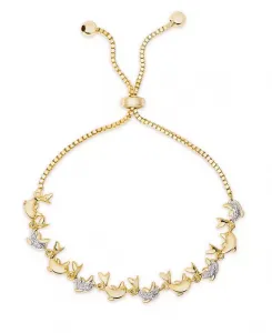 Регулируемый браслет-боло с бриллиантами в виде дельфина из посеребренной латуни Macy'S, gold