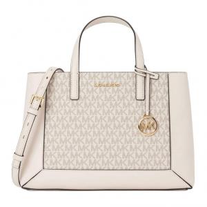 Сумка через плечо из лакированного полотна, средний размер, женская, ванильно-белая MICHAEL KORS