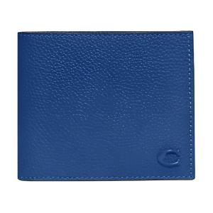 COACH Кошелек-бифольдер из полированной кожи теленка с текстурой гальки держатель для карт мини-документник мужской blue