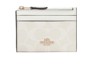 Миниатюрный кожаный кошелек для ключей и карт с пэчворком из ПВХ Mini Id Skinny Glacier White COACH