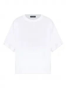 Футболка с короткими рукавами и вышитым логотипом DOLCE & GABBANA, белый