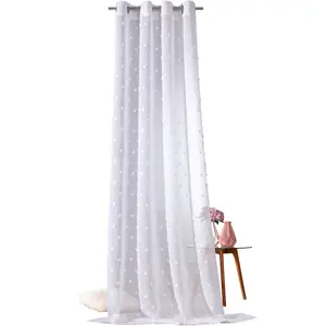 Weckbrodt штора "Юлина", (1 шт.), гардина на люверсах, гардина, прозрачная, лен, с помпонами, белый