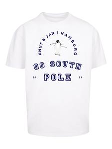 Футболка большого размера с изображением Пингвина Кнута и Яна Гамбурга белого цвета F4NT4STIC