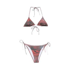 Бикини-комплект Jean Paul Gaultier Blurry Roses, бело-серо-красный