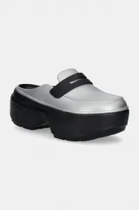 Шлепанцы Stomp Metallic Loafer Clog Crocs, серебряный