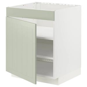 Базовая кабина с плитой/ящиком/полками/дверью METOD IKEA, 60x60x70 см, цвет white/stensund light green