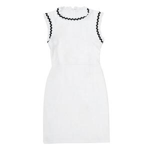 Женское платье-футляр без рукавов с рюшами контрастного цвета Inspire Chic, White