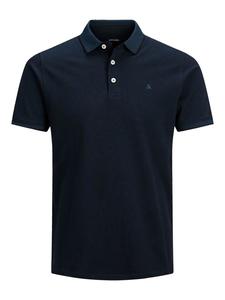 Поло Jack & Jones + Fit Polo Shirt JJEPAULOS Sommer Hemd Pique, темно-синий