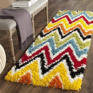 Ковер-дорожка SAFAVIEH, 69 x 214 см, Kids Shag Collection, Ivory & Multi, дизайн Rainbow Chevron, без линьки и простой в уходе, идеально для помещений с высокой проходимостью в гостиной, спальне (SGK567A)