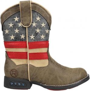 Детские повседневные ботинки ROPER для мальчиков, с подсветкой, с круглым носком, средней высоты- синие, коричневые, красные