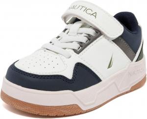 Детские кроссовки Nautica с регулируемыми ремешками, Удобные повседневные кеды для мальчиков и девочек, малышей и маленьких детей, белый