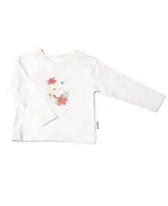 Лилипутская рубашка с длинными рукавами "Веселый мишка", с кнопками на плече Liliput, цвет Ecru