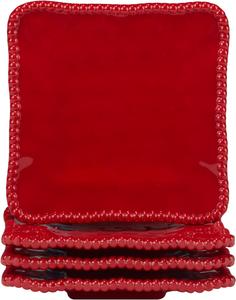 Certified International Perlette красные меламиновые квадратные тарелки, набор из 4 шт, диаметр 15 см