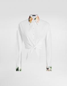 Рубашка из поплина с принтом "букет" Dolce & Gabbana, белый