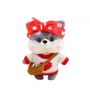 Кросс-боди сумка в стиле Instagram из коллекции Shiba Inu, плюшевая кукла щенка, высота 10 см, городской шик Abay, красный/серый