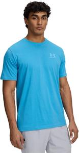 Мужская спортивная футболка Under Armour с коротким рукавом на левую грудь, (453) Ether Blue/White