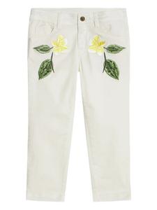 Брюки с цветочной вышивкой Roberto Cavalli Junior, белый