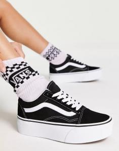 Черно-белые кроссовки на платформе Vans Old Skool Stackform