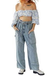 Топ Maisie укороченный с цветочным принтом в голубом For Love & Lemons