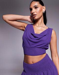 Шифоновый топ Missyempire с воротником-хомутиком и сборками, фиолетовый цвет