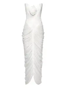 Платье макси с цветочной отделкой и драпировкой Ana Radu, белый