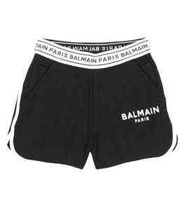 Шорты из хлопкового джерси с логотипом Balmain, черный