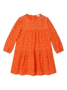 Платье с ярусами и цветочным принтом Stella McCartney Kids, красный