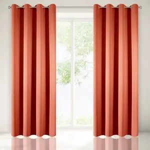 Декоративная штора ЛОГАН кирпично-красный 135х250 люверсы Eurofirany
