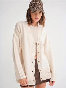 MixRay Оверсайз кардиган в бежевом цвете