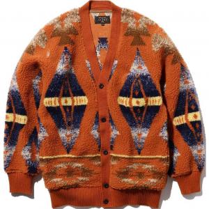 Кардиган с геометрическим принтом Beams, оранжевый