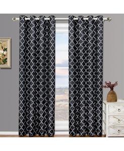 Комплект из двух плотных теплоизолирующих штор Meridian Room Darkening Thermal Insulated Curtain (52"x84"), размер 52"x84" Egyptian Linens, Black/gray