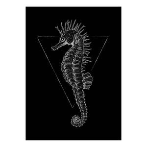 Фреска Komar Sea Horse, 50x70x0,1 см, черно-белый