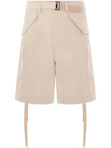 Sacai твиловые шорты карго с поясом, нейтральный цвет