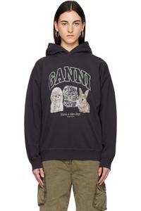 Ganni Черная толстовка с животным принтом