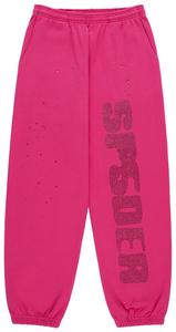 Спортивные штаны Sp5der из шелка со стразами, розовые