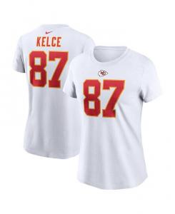 Женская белая футболка с именем и номером игрока команды Kansas City Chiefs Travis Kelce Nike, белый