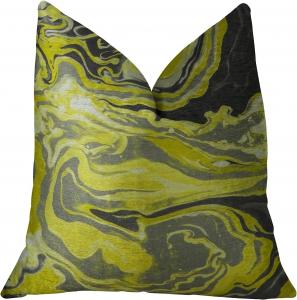 Plutus Brands Подушка Plutus Marble Onyx Yellow Gray and Black ручной работы Multicolored