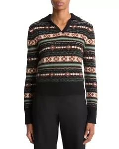 Кашемировый поло-свитер с узором «фэр-айл» Vince, мультиколор