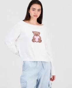 Детский свитер с графическим рисунком, связанный интарсией Ultra Flirt, Gardenia Bear