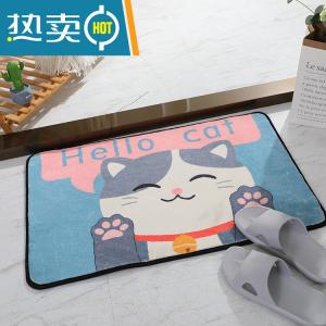 Budis Ковер 80х120 см из искусственной шерсти с рисунком синего кота для ванной комнаты, спальни или прихожей, впитывающий, нескользящий