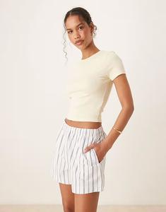 Шорты из поплина с завязками на талии от Abercrombie & Fitch в синюю полоску