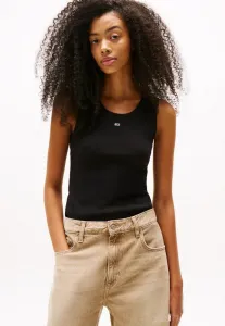 Узкая майка с ребристым вырезом-лодочкой Tommy Jeans, Black