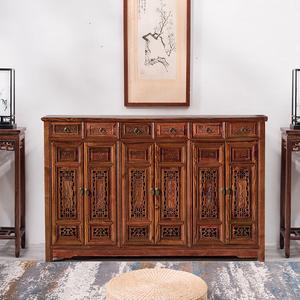 Mikemijia Комод 160х38х110 см для гостиной и прихожей из массива дерева в китайском стиле, 6 дверей и 6 ящиков