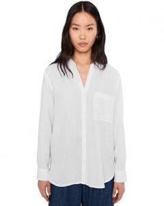 Женская блузка Eileen Fisher Organic Cotton Ripple Mandarin Collar, White