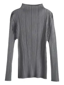 Плиссированный топ с высоким воротником Pleats Please Issey Miyake, серый